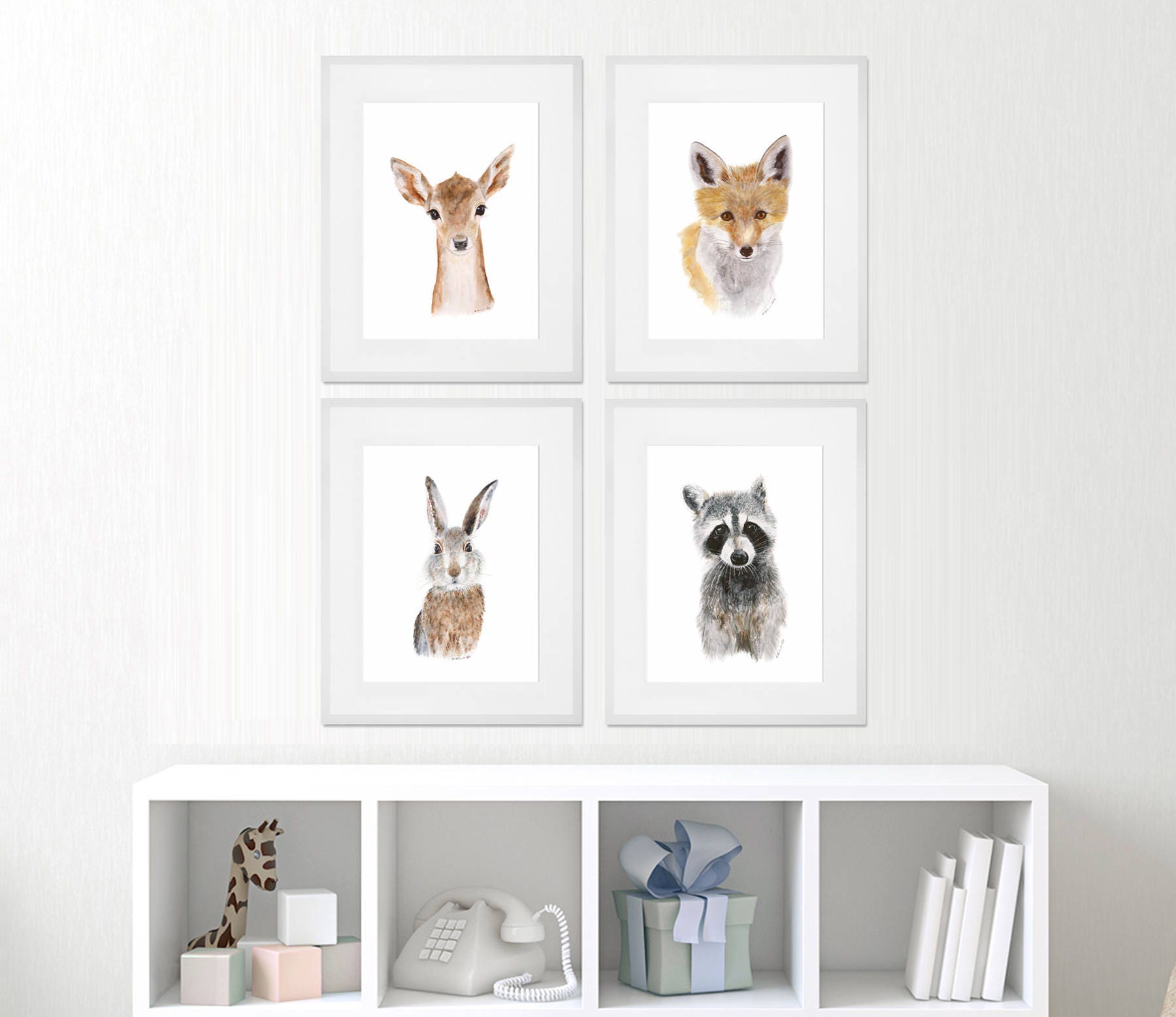 woodland-animals-framed-nursery-art-set-of-4-baby-animal