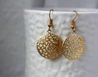 Gold Earrings, earrings, golden dangle earrings, filigree earrings