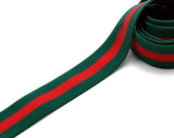 1-9/16" (40mm) Elastic Stretch Ribbon Trim, Stretch Elastic Band, headband, hand band and waist belt by yard, Green/Red, TR-11592