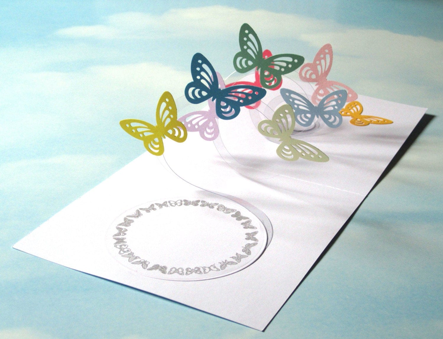 Butterfly Card Spiral Pop Up Butterfly 3D Card Handmade