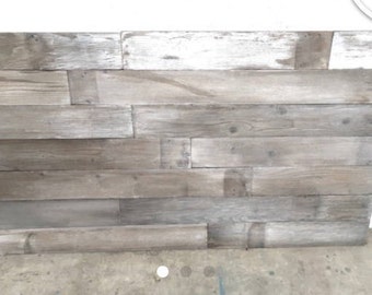 Whitewashed grey chippy reclaimed headboard