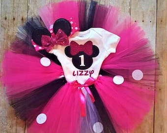 Minnie Mouse Birthday Outfit Minnie Mouse 1st Birthday Outfit Minnie First Birthday outfit Personalized Minnie Mouse Birthday clothes