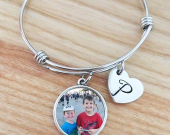 photo bracelet, personalized photo bracelet, photo jewelry, photo gifts, picture bracelet, bangle bracelet, mothers day gift