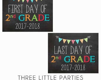 Girl or Boy First Day of School Sign, First Grade 8x10 INSTANT DOWNLOAD, Last Day 1st Grade Printable Sign, Back to School Chalkboard Sign