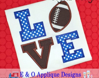 Football Applique Design - Love Football Applique Design - Football Embroidery Design - Sports Applique - Sports Embroidery - Digital Design