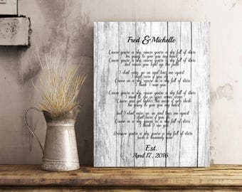 Rustic Wedding Vow Song Art Wedding Vow Art Song Lyric Art Wedding Vows Print 1st Anniversary Gift Personalized Wedding Gifts - 50077C