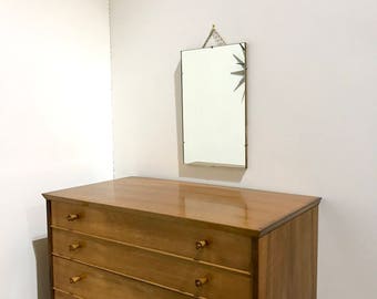 60s Small unframed Wall Mirror with chain
