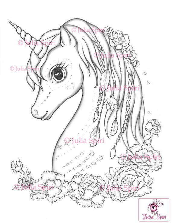 Flowers With Unicorns Coloring Pages 3