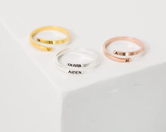 40% OFF Custom Name Ring • Personalized Letter Ring • Gold Dainty Ring • Custom Initials Ring • Wrap Ring • Custom Name Gift for Her • RM33