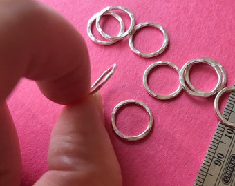 50 Sterling Silver Hammered Circles - 1/2 inch