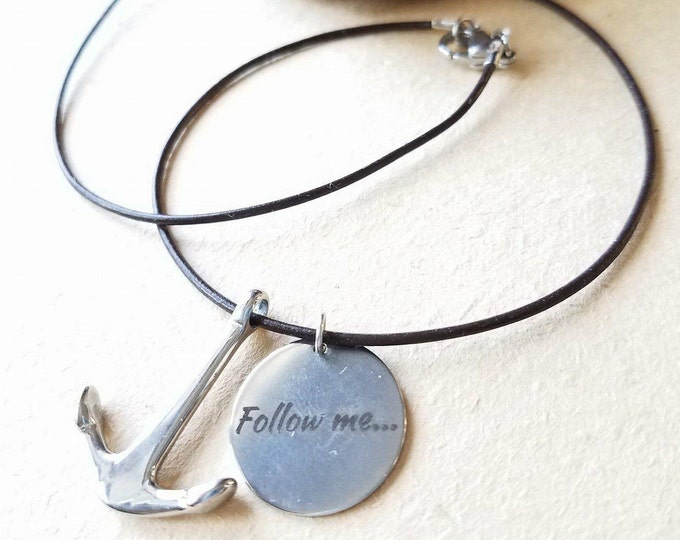 Clearance Stainless Anchor Christian Necklace Matthew Scripture Follow Me Fishers of Men Religious gift Christian gift for Dad Matthew 4 19