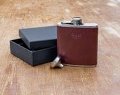 Leather Hip Flask, Groomsmen gift, Wedding, Fathers Day, Birthday, Gift Set, Gift for Him,  Leather Wrap from Shire Supply Company