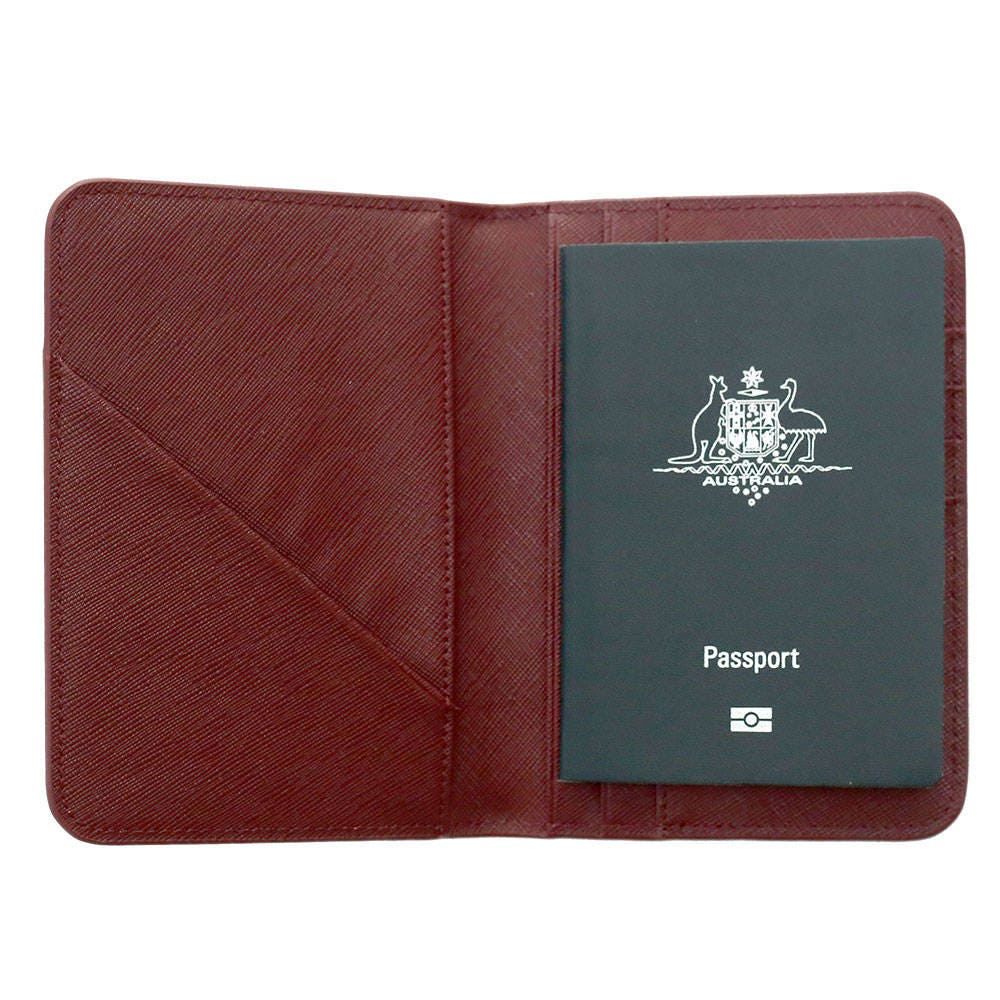 PERSONALISED MONOGRAMMED Leather Passport Holder Travel Wallet