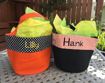 Personalized Halloween Bucket - Monogrammed Halloween Bucket - Boys Halloween Bucket - Trick or Treat Bag - Halloween Bag - Halloween Tote