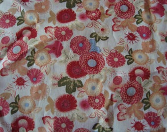 Popelinea flowers, white background cotton fabric