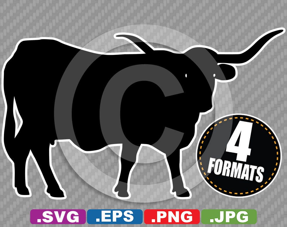 Longhorn Steer Silhouette Clip Art Image SVG cutting file