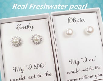 Bridesmaid gift,bridesmaid pearl earrings,bridal party gift,fresh water pearl earrings,pearl stud earrings