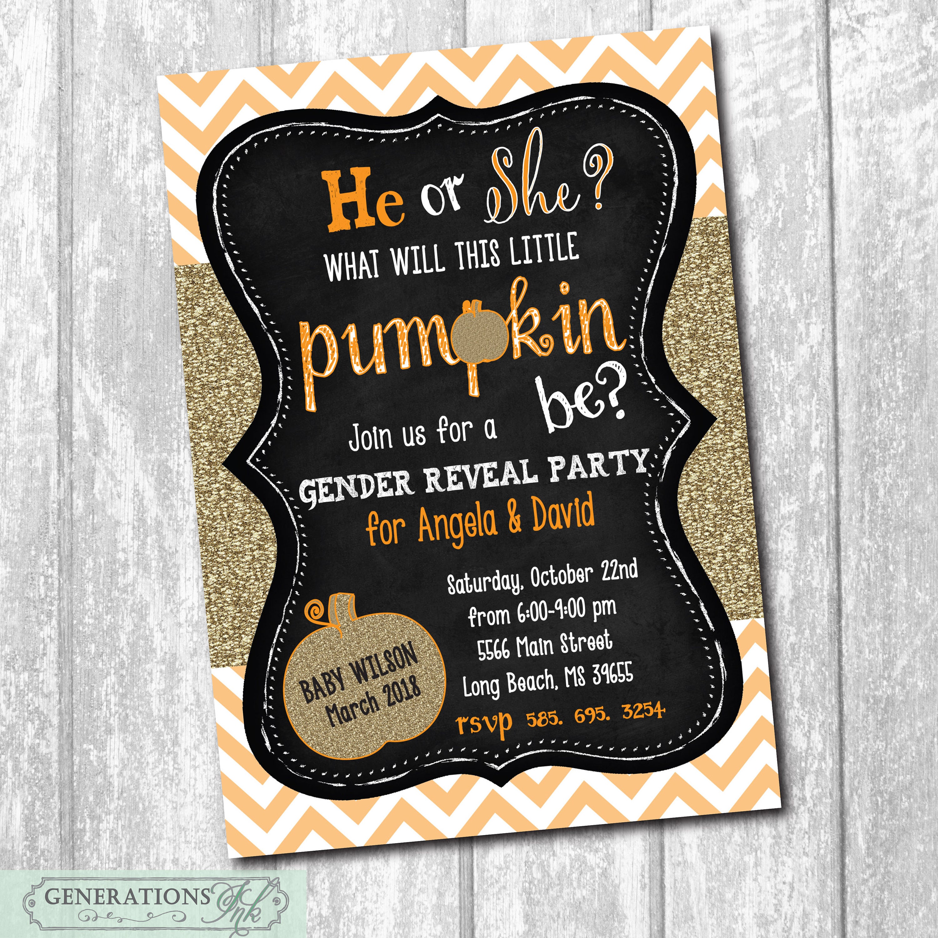 GENDER REVEAL INVITATION printable Fall/Halloween/Digital