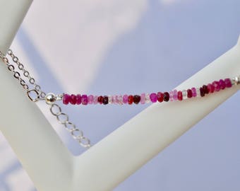 Silver and Ruby beads bracelet