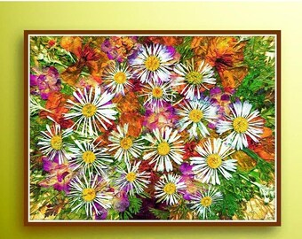 ON SALE High quality print, Dried flowers print, Orange flowers, White flowers, Art print Floral print Dried flowers Pressed flowers Flowers