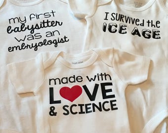 IVF bodysuits | Infant Shirts | Infertility Bodysuits | Embryologist | Science | Ice Age | IVF Gift | IVF Baby | Worth the Wait | Invitro