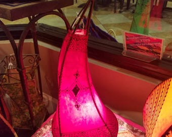 20" Multicolor Moroccan Goat Skin / Henna Lamp