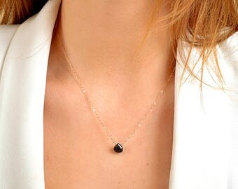 Black Tourmaline necklace, Schorl Stone, Tourmaline Crystal Pendant, October Birthstone, Gemstone: 14k Rose Gold Filled Sterling Silver