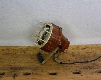 Small bakelite USSR spot - Industrial light - industrial spot - red/brown spot - hand lamp