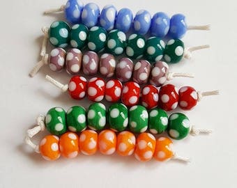 Polka Dot Beads - Spotty Beads - Polka Dot Lampwork - Lampwork Beads - Glass Beads - Mini Sets - Lampwork Glass - Dotty Beads - UK Made