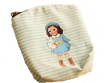 beige cotton purse girl