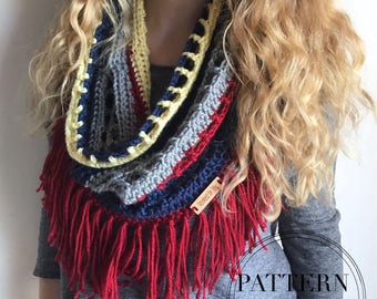 Crochet Scarf Pattern - Infinity Lace Scarf - Crochet Scarf Pattern - Mesh Scarf - Spring Scarf Pattern - The Melody Fringe Scarf