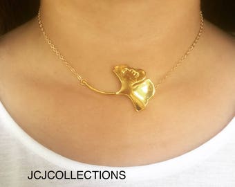 Ginkgo Leaf Necklace / Statement Necklace