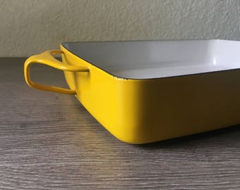 Dansk Kobenstyle Enamel Baking Pan - Danish Modern Quistgaard Designed Yellow Enamelware 13 x 10, Danish Modern