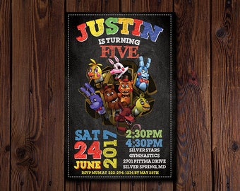 Five Nights at Freddys Invitation, FNAF Invite, FNAF Party, Spooky Invitation, FNAF Invitation,Horror, Friday Nights at Freddys