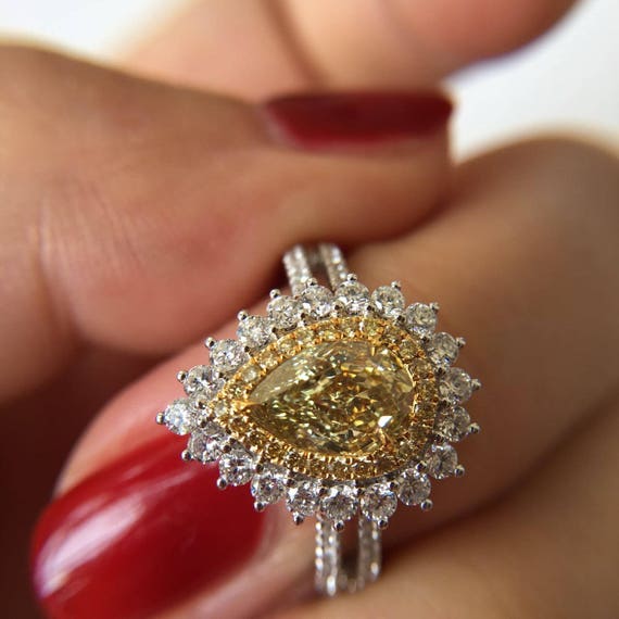 1 Carat Yellow Diamond Engagement Ring Yellow Diamond Ring