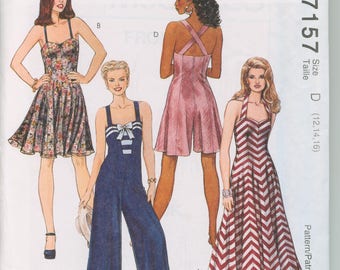 McCall's Pattern 7157 Misses Dress in Two Lengths, Jumpsuit, and Rompers