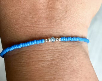 Blue Swarovski/miyuki bracelet, aquamarine bracelet, blue bracelet, swarovski bracelet, miyuki bracelet, bridesmaids gift, Christmas gift