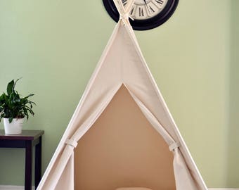 Natural Canvas Plain Adult/Kids Teepee, Play Tent, Play House, Tipi,Room Decor