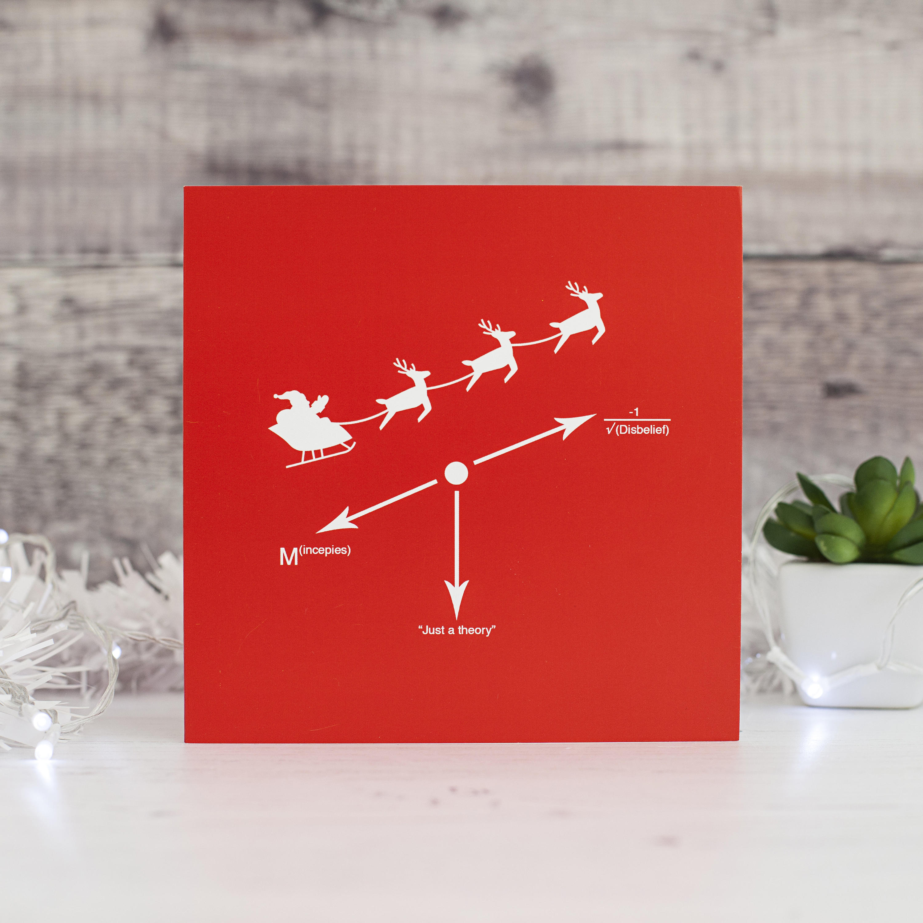 Science xmas card physics force calculation santa and