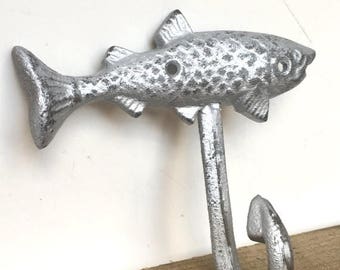 ON SALE Cast Iron Fish Wall Hook - Lake House Decor - Entryway Coat Hooks - Fishing Gifts For Dad - Bathroom Towel Hooks - Beach House Wall