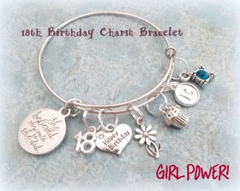 Granddaughter Girl Gift, Birthday Charm Bracelet for Granddaughter, Personalized Gift for Her, Grandmother Gift, 18th Birthday Gift Girl