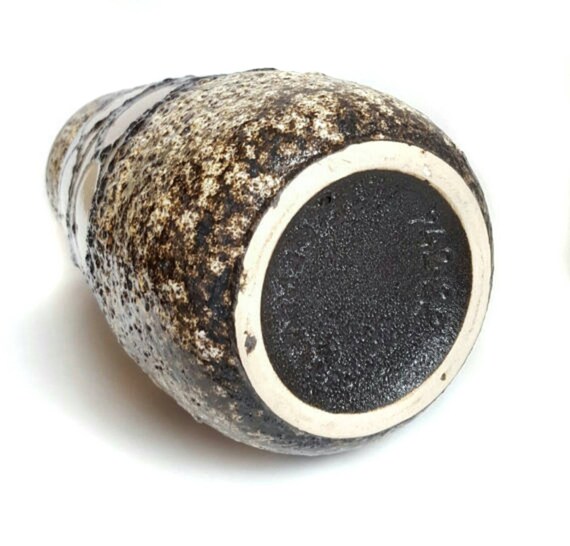 Vintage 60 70's West German Pottery Vase. Black Lava