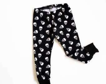 Baby Boy Skull Harem Pants, Toddler Boy Skull Leggings, Cloth Diaper Pants, Baby Halloween Pants, Hipster Baby Clothes
