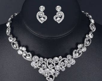 Bridal Necklace Set, Crystal Necklace Set, Diamond Necklace Set, Prom Jewelry, Bridesmaid Gift, Bridesmaid Necklace Set