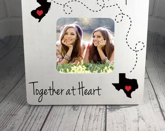 Personalized Picture Frame, Miles Apart, Together at Heart, Best friends Frame, Family Apart Frame, Long Distance Frame
