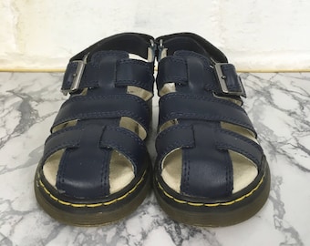 Kids Unisex Dr Marten Air Wair Navy Leather Moby Fisherman Sandals. Infant UK Size 8