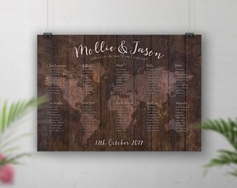 Rustic Wedding Seating Chart, World Map Guest Chart, Table Plan Map, Wedding Sign, Guests Seating Plan, Table Seating, Travel Theme Decor