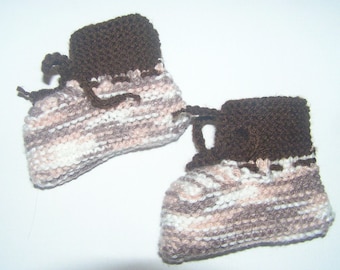 Baby booties 3 months Heather/brown color hand-knitted