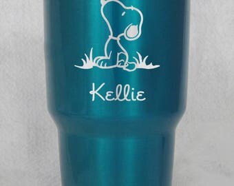 Candy Powder Coated Yeti or RTIC Snoopy Peanuts custom engraved personalized