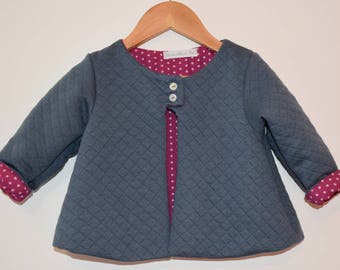 Quilted baby boy or girl fleece jacket